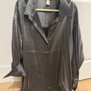 H&M Sleek Grey Button-Up Tunic